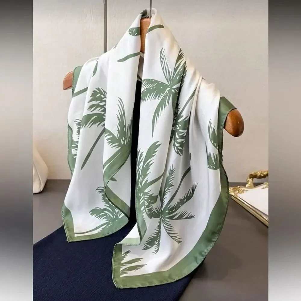 Green Palm Tree Print Scarf A1578